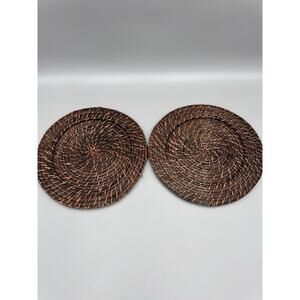 Woven Rattan Plate Placemat Weave Natural Brown Set Of 2